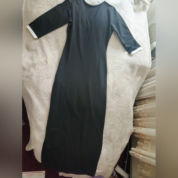 Adidas Adicolor Classics Maxi Dress black white stripes NWT. - Picture 3 of 10